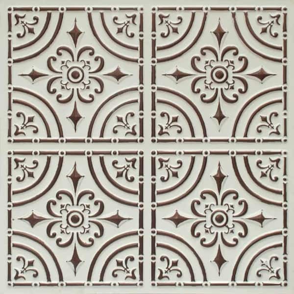 FROM PLAIN TO BEAUTIFUL IN HOURS Wrought Iron Antique Mocha 2 ft. x 2 ft. Glue Up PVC Faux Tin Ceiling Tile (40 sq. ft./Case)
