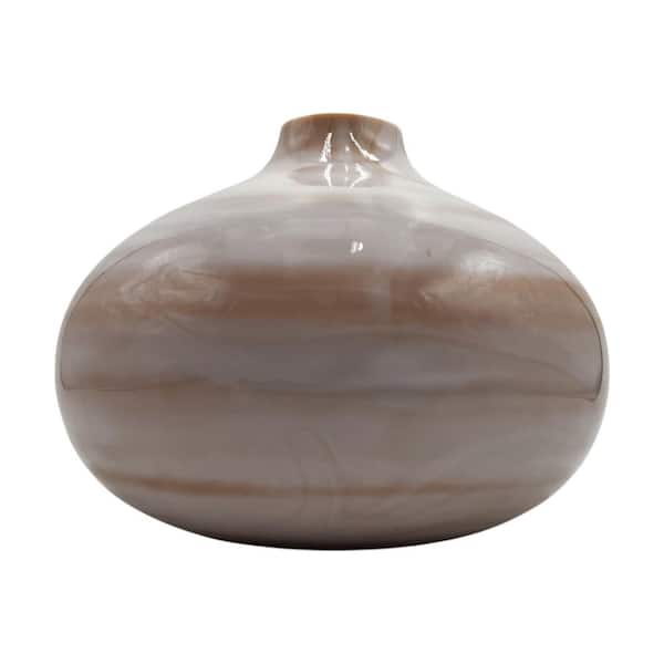 castellousa Pink Marble 6 in. Gourd Round Glass Vase