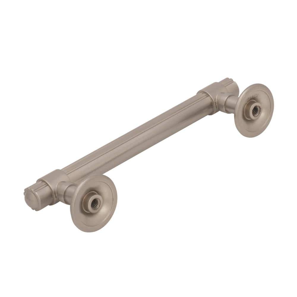 Satin Nickel Ribbed Oval Cabinet Pull with Mounting Hardware
