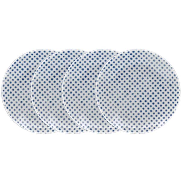 Noritake Blue Hammock 6.5 in. (Blue) Porcelain Dots Coupe Appetizer Plates, (Set of 4)