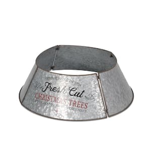 Noyes 27 in. Antique Silver Metal Christmas Tree Collar