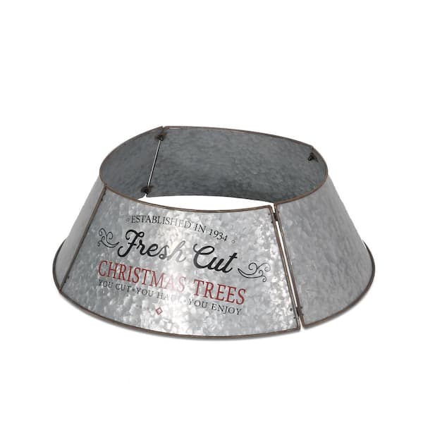 Noble House Noyes 27 in. Antique Silver Metal Christmas Tree Collar