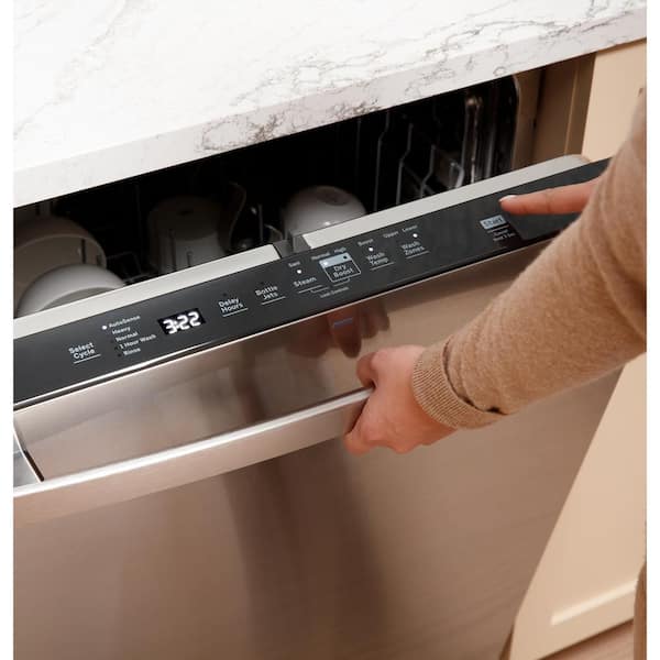 GE Top Control with Plastic Interior Dishwasher with Sanitize Cycle & Dry Boost Slate