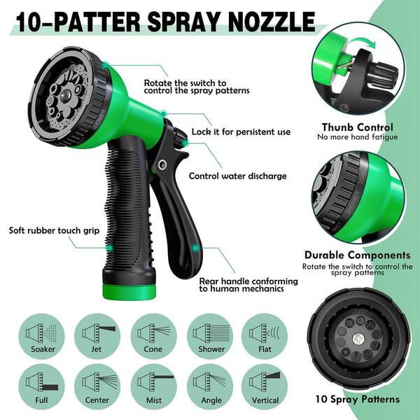 thumbnail image 2 of 100ft Green Expanding Flexible Garden Hose With Spray Nozzle – Latex, Flow Control 2 of 3