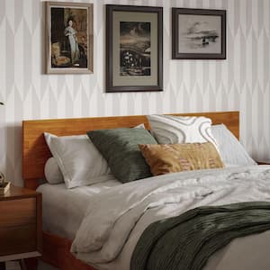 Orlando Light Toffee Natural Bronze Full Modern Solid Wood Panel Headboard with Attachable Charger