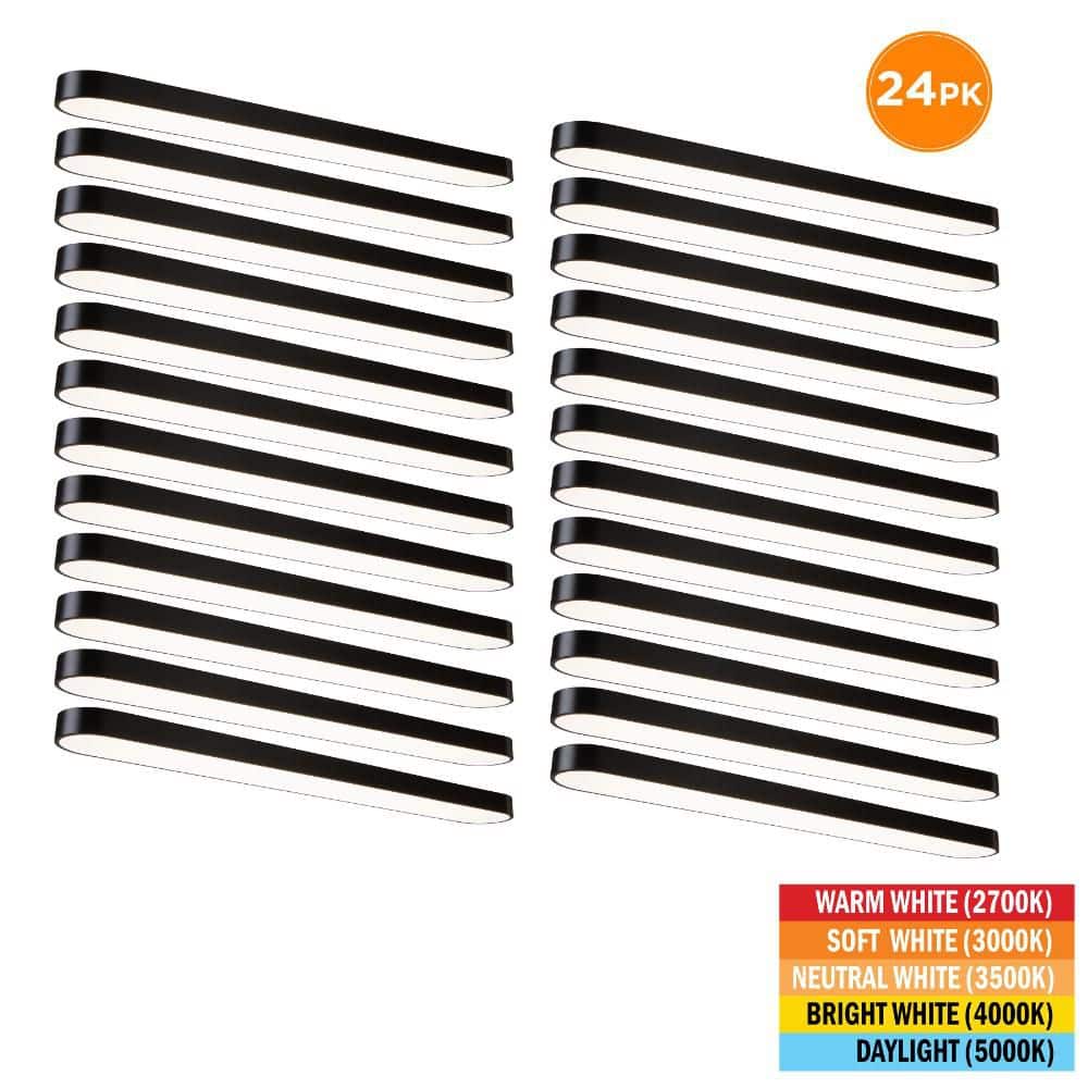 24-Pack 4 ft. x 6 in. Black LED Flush Mount Ceiling Light Fixture 2700K 3000K 3500K 4000K 5000K 2800 Lumens 40-Watt 120V price history on PriceWatchPro