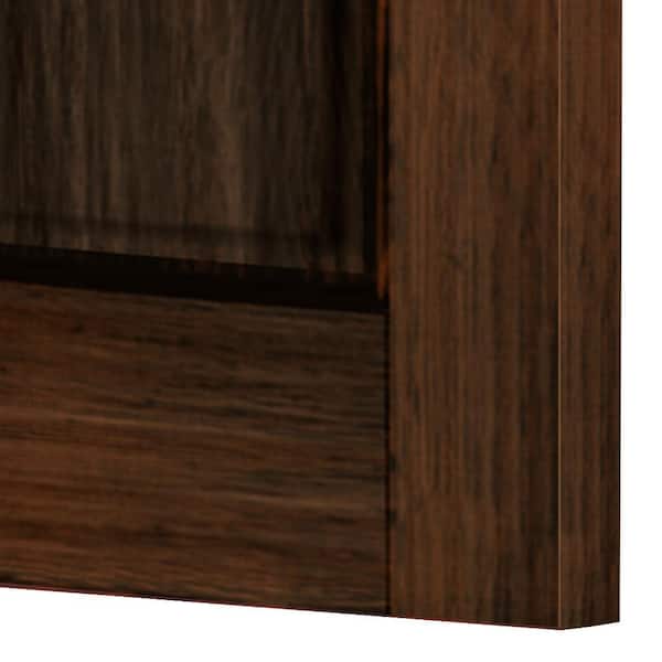 DIY RTA KIT 36in.x80in. Farmhouse Right-Handed 6-Lite Clear Glass Red Mahogany Stain Wood Ready To Assemble Front Door