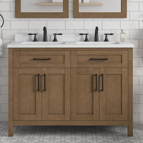 OVE Decors Tahoe Duo 48 in. Double Sink Almond Latte Bath Vanity with ...