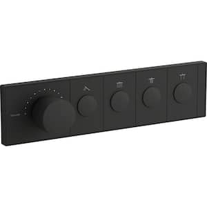 Anthem 4-Outlet Thermostatic Valve Control Panel with Recessed Push-Buttons in Matte Black