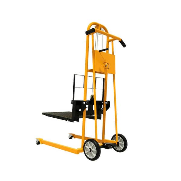 500 Ibs. Max Load Capacity Hand Stacker 41.3 in. Lift Height Manual Winch Stacker Yellow