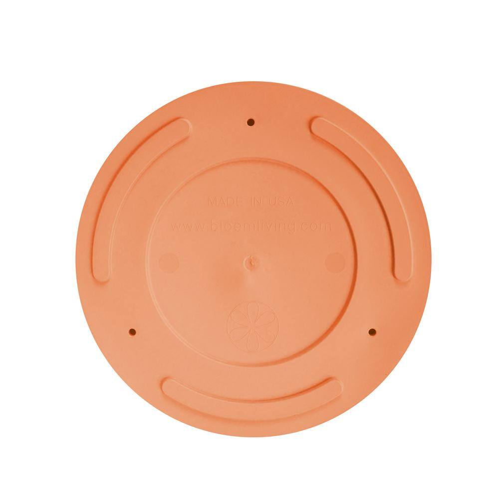 Contemporary Muted Terra Cotta Round Resin Planter with Saucer, 9.5"