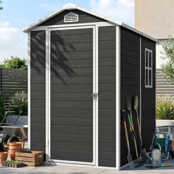 ToolCat 4 ft. W x 6 ft. D Plastic Shed with Side Window with Floor