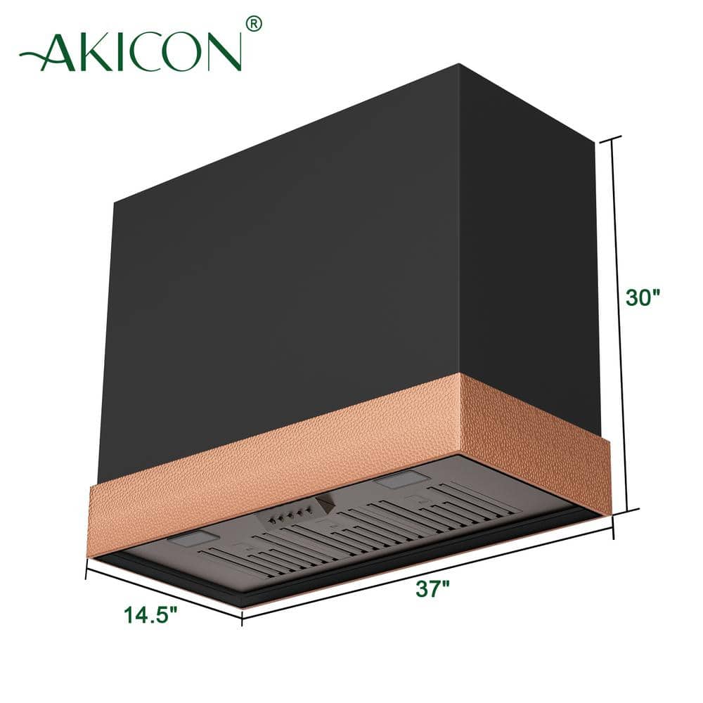 Copper and Black 36-Inch Wall Mounted Stainless Steel Range Hood