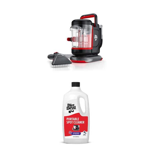 Portable Corded Spot Carpet Cleaner with Powerful Suction and 32oz Scented Pet Stain and Odor Remover Solution Combo