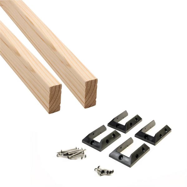 ProWood 2 in. H x 72 in. W Pressure-Treated Natural Pine Rails with Black Brackets Stair Railing Kit