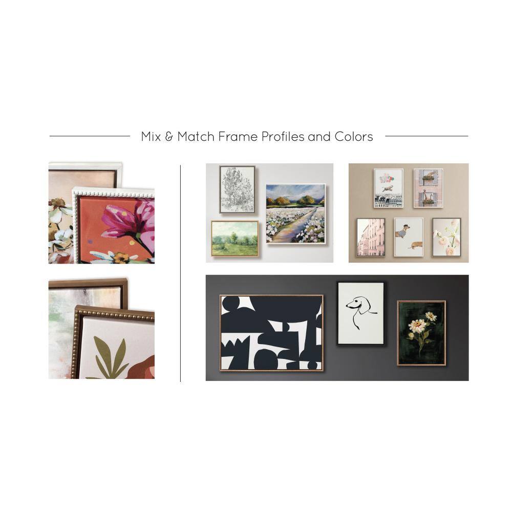 18"x24" White Beaded Frame Abstract Dog Canvas Art
