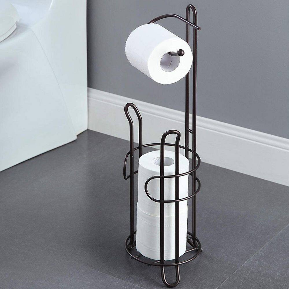 Oil Rubbed Bronze Freestanding Toilet Paper Holder with Storage
