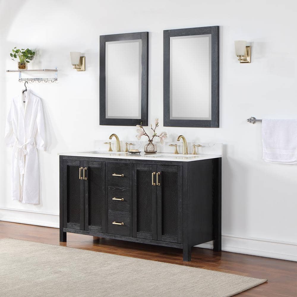 Ivy Black Oak Rectangular Wood Framed Wall Mirror