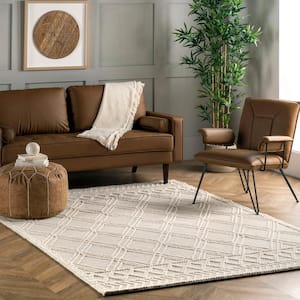 Contemporary Ivory 8 ft. 6 in. x 11 ft. 6 in. Trellis Natti Indoor Area Rug