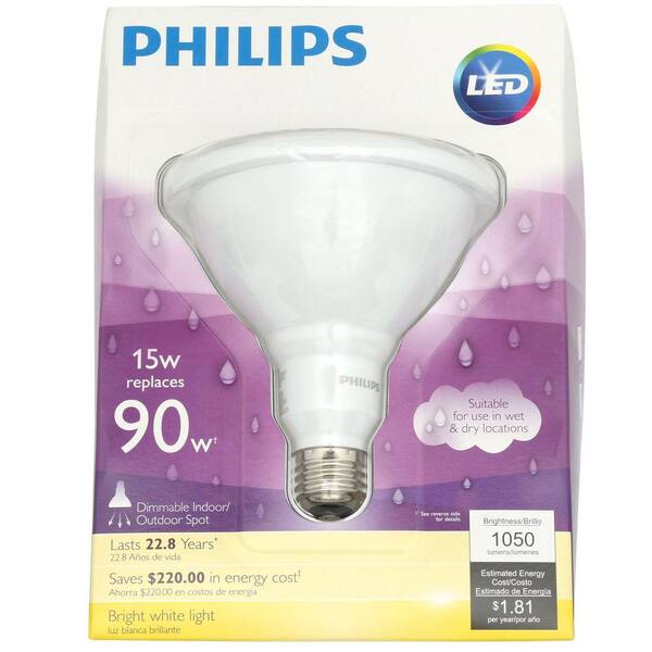 Philips 90W Equivalent Bright White PAR38 Ambient LED Flood Light Bulb 5000K 3 