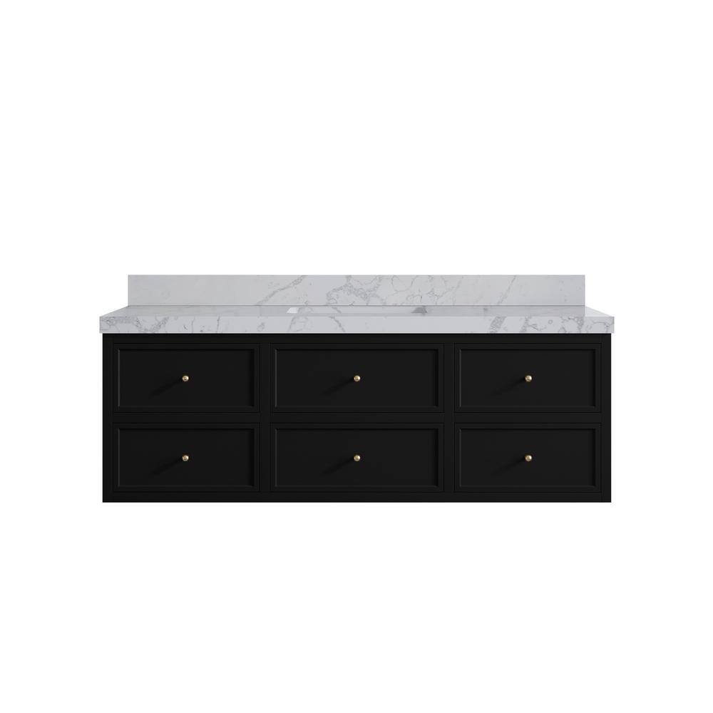 Roswell 60 in. Single Sink Freestanding Black Bath Vanity with Venatino Qt. Top Unassembled price history on PriceWatchPro