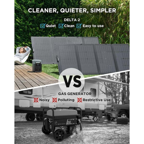 EcoFlow 1800W Output/2700W Peak Solar Generator DELTA 2 Push-Button Start Battery  Generator with 220W Solar Panel, LFP Battery DELTA2-220W - The Home Depot