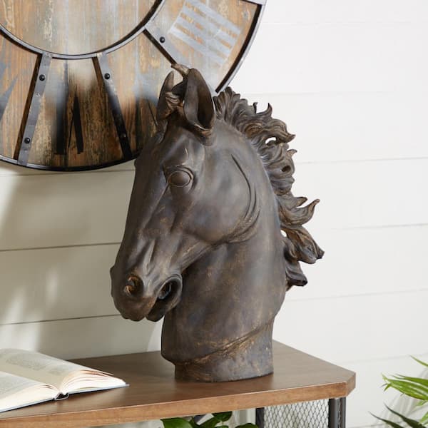 Litton Lane Brown Polystone Horse Sculpture