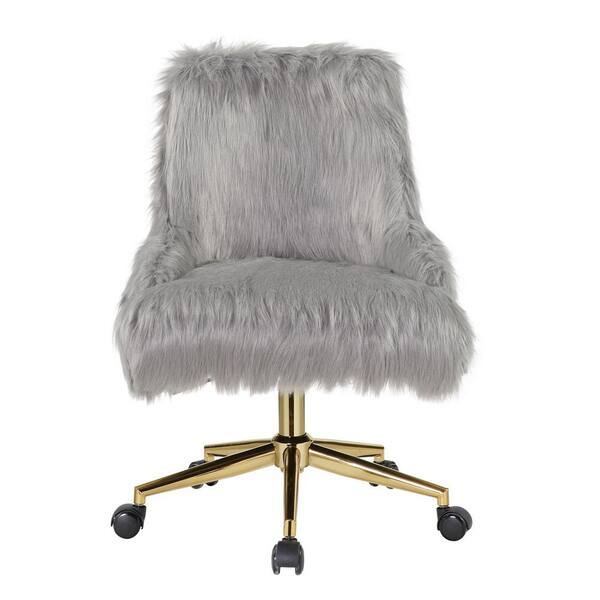 Gray fluffy online chair