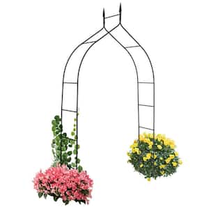 100 in. W x 55 in. H Steel Outdoor Black Garden Rose Arch Trellis for Climbing Plants Rustproof Flower Support
