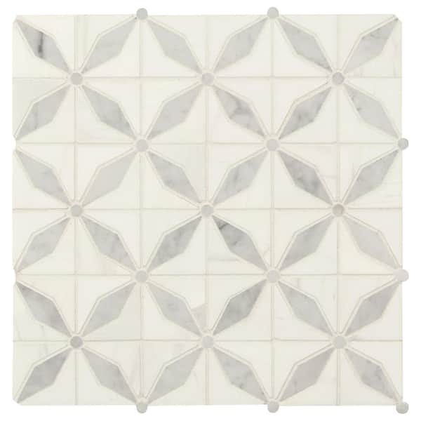 MSI Bianco Gridwork 12 in. x 12 in. Polished Marble Floor and Wall Tile (10 sq. ft./Case)