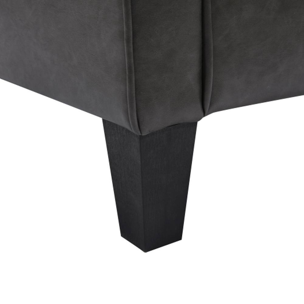 Gray Faux Leather Round Arm Accent Chair with Wood Frame