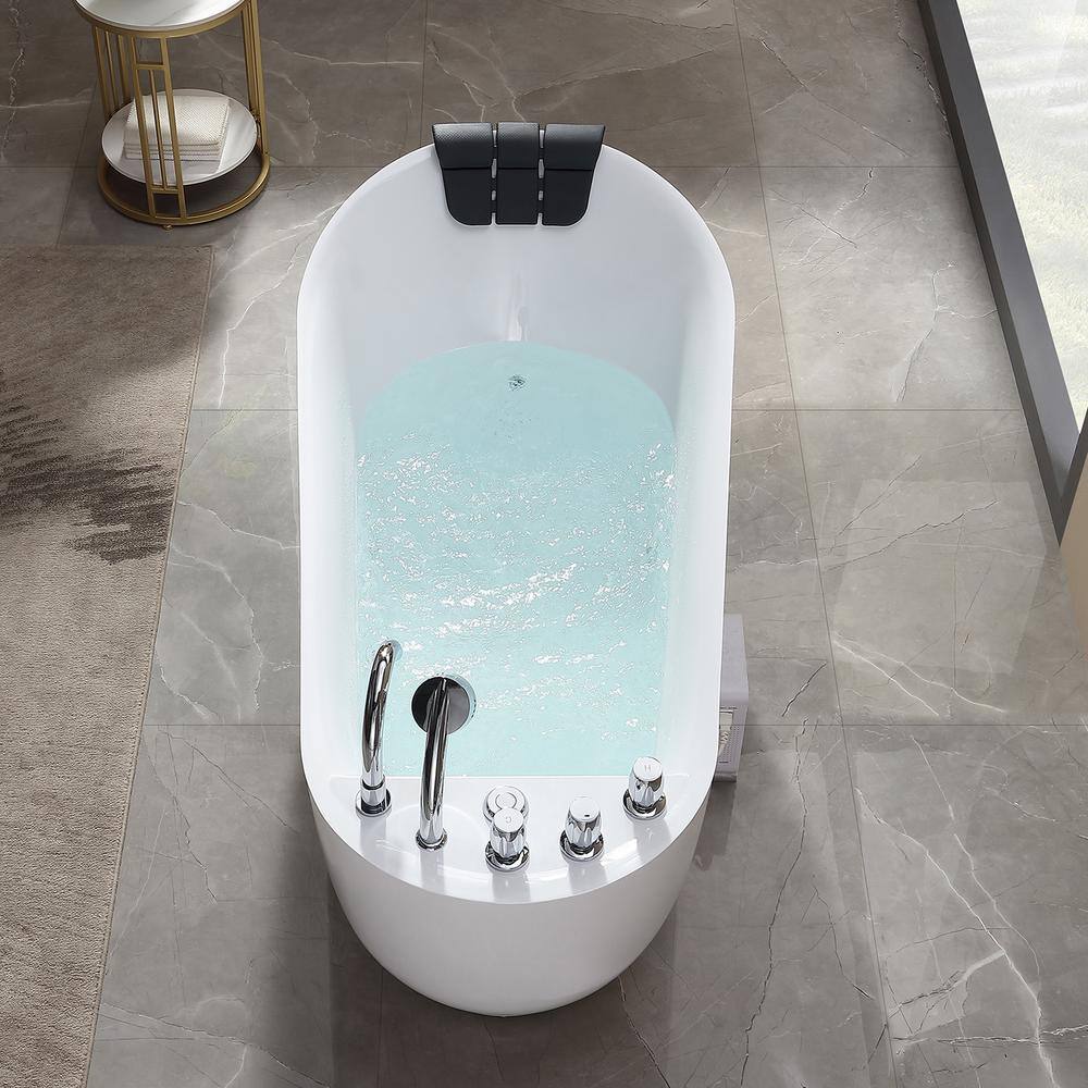 67'' Glossy White Acrylic Freestanding Whirlpool Bathtub