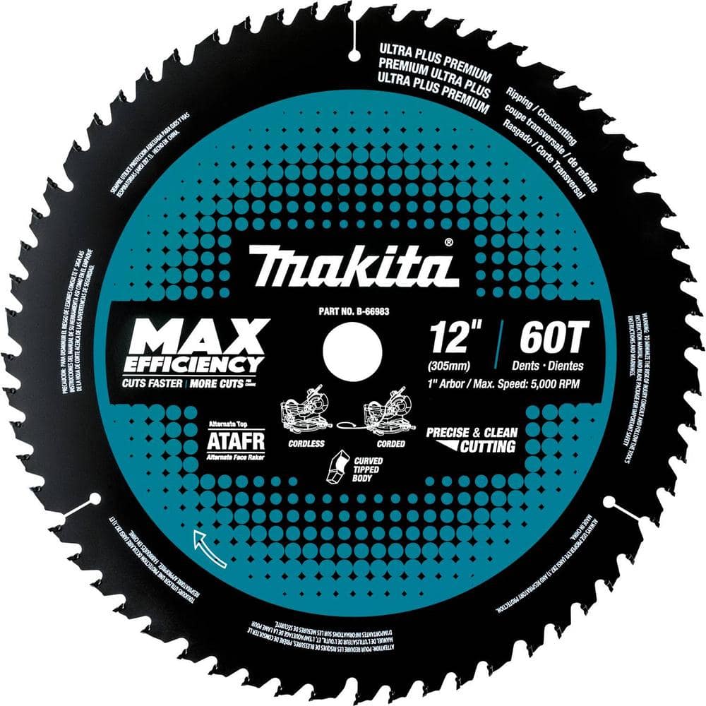 Makita 12 in. 60T Carbide-Tipped Max Efficiency Miter Saw Blade B-66983