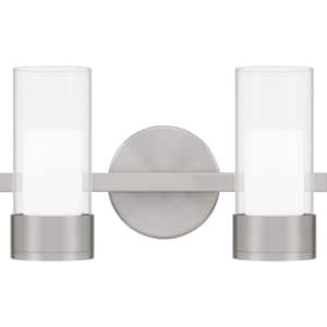 Logan 13.5 in. Brushed Nickel LED Vanity Light Bar with Clear Glass