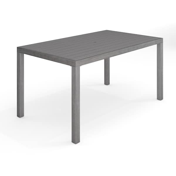 Bedford Gray Brushed Woodgrain Aluminum 60 in. Indoor-Outdoor Patio Table