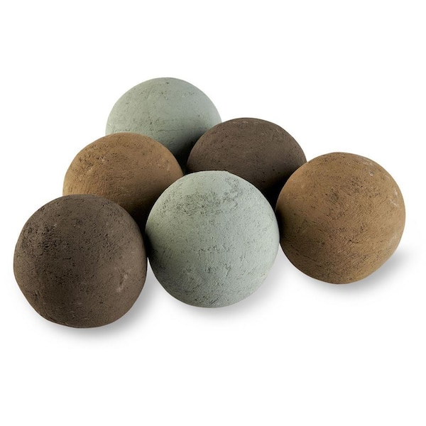 American Fire Glass 4 in. Natural Lite Stone Fire Balls (Set of 6)