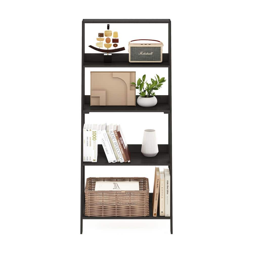 Espresso 5-Tier Wooden Ladder Bookcase