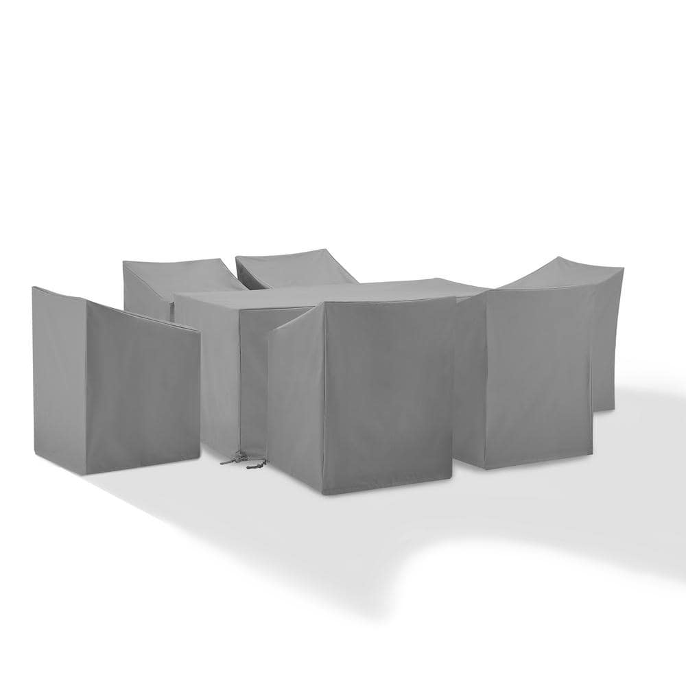 Gray Heavy Gauge Vinyl 7-Piece Outdoor Furniture Cover Set