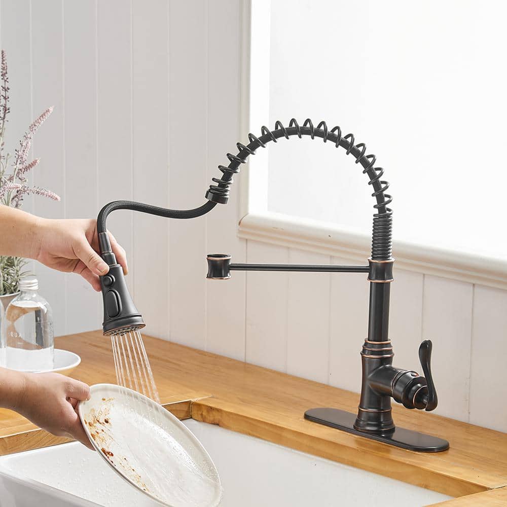 Oil Rubbed Bronze Pull-Down Kitchen Faucet with Spray