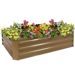 47 in. Rectangle Brown Galvanized Steel Raised Garden Bed