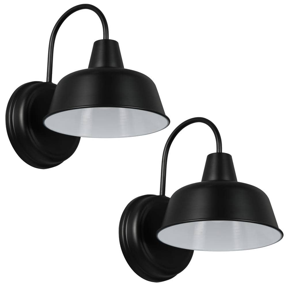 Matte Black Dimmable Outdoor Wall Light Sconce Set
