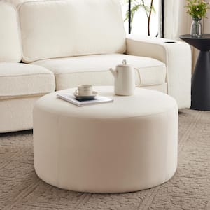 Cream Velvet Round Accent Ottomans