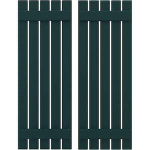 19-1/2 in. W x 35 in. H Americraft 5-Board Exterior Real Wood Spaced Board and Batten Shutters in Thermal Green