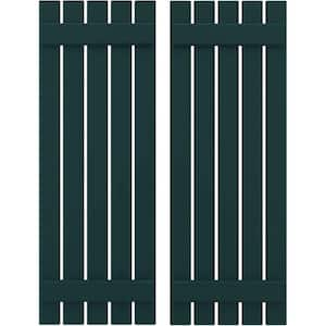 19-1/2 in. W x 36 in. H Americraft 5-Board Exterior Real Wood Spaced Board and Batten Shutters in Thermal Green