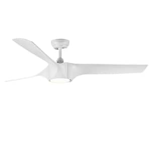 56 in. Intergrated LED Indoor White Smart Ceiling Fan with ABS Blade with Remote