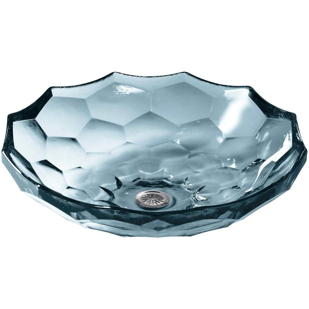 Translucent Dusk Faceted Glass Above-Counter Vessel Sink