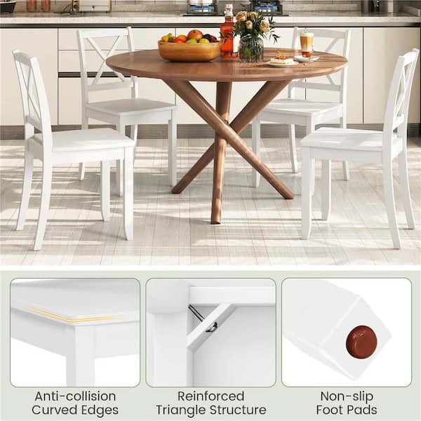 Costway 34 in. Height White Solid Wood Side Chair Armless