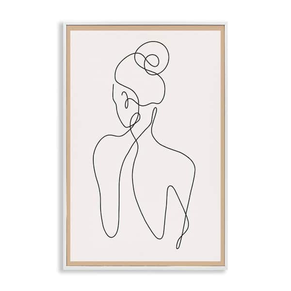 Stupell Industries Minimal Woman Line Drawing by LSR Creative Studio White Framed People Giclee Art Print 30 in. x 20 in.