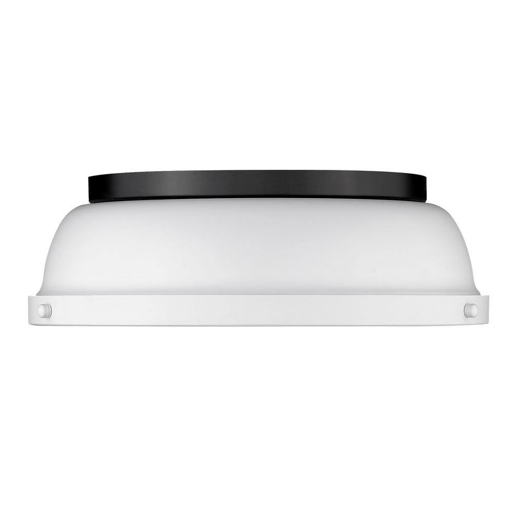 Matte Black and White Glass Transitional Flush Mount Light
