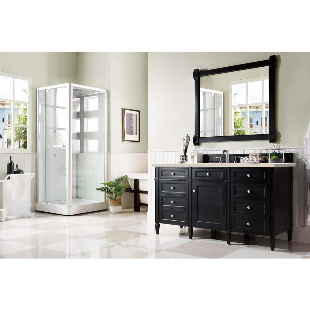 Brittany 60 in. W x 23.5 in. D x 34 in. H Bath Vanity in Black Onyx with Eternal Marfil Quartz Top price history on PriceWatchPro
